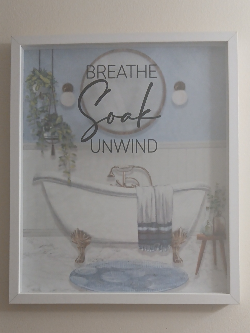 Soak Unwind Bathroom Wall Art - Blue and White